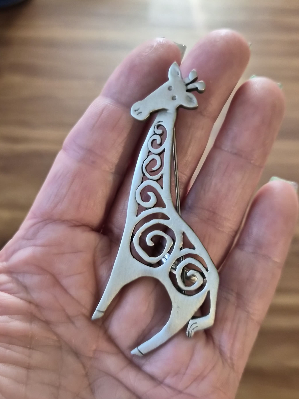 VTG Retired Pewter Giraffe Brooch Pin By Lia Sopia